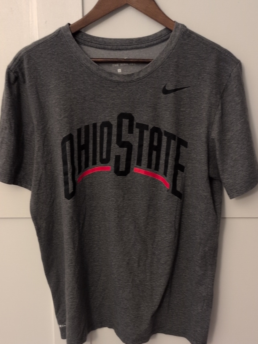 Nike Gray Ohio State Logo Tee with Red Accent